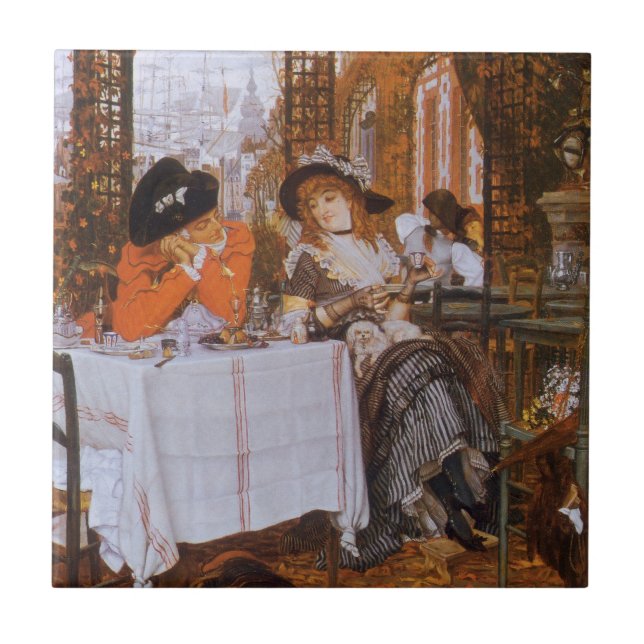 A Luncheon (Le Dejeuner) från James Tissot Kakelplatta (Framsidan)
