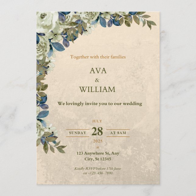 A luxurious and stylish wedding invitation  inbjudningar (Framsida)
