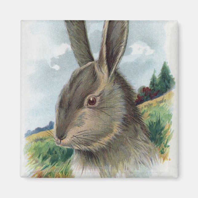 A Lycklig EastertideGray Rabbit Scene Magnet (Framsidan)