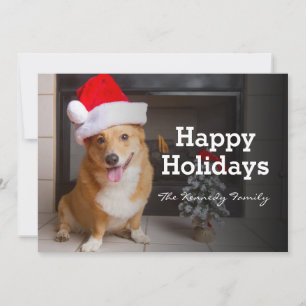 A lycklig, Festive Pembroke Welsh Corgi Julkort