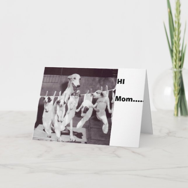 A Lycklig Greyhound med sina valpar 55 av Nat Fein Kort (Framsida)