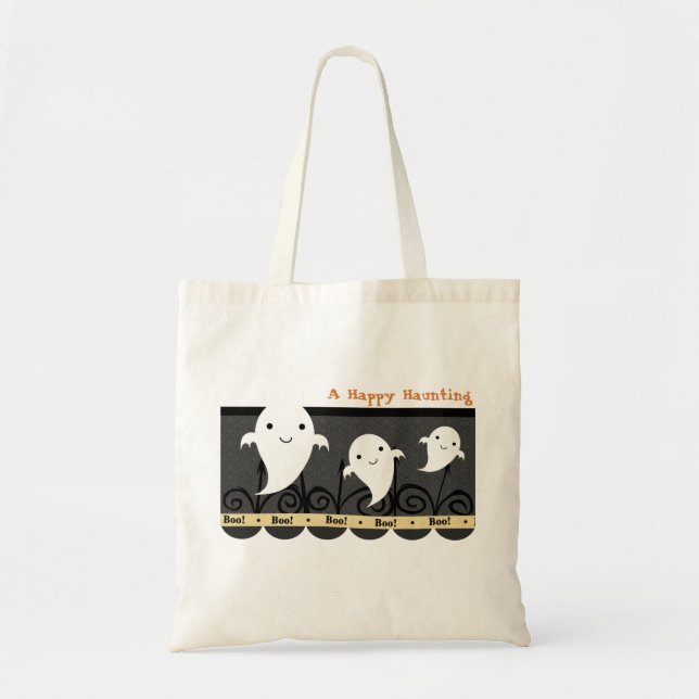 A Lycklig Haunting Tote Bag Tygkasse (Framsidan)