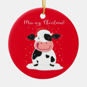 A Lycklig Holstein Cow Önskemål You A God jul Julgransprydnad Keramik