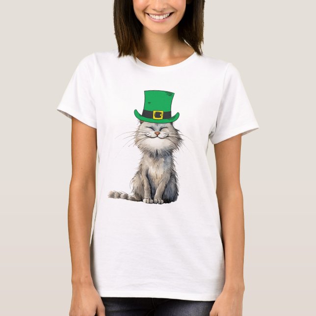 A lycklig Irish Cat T Shirt (Framsida)