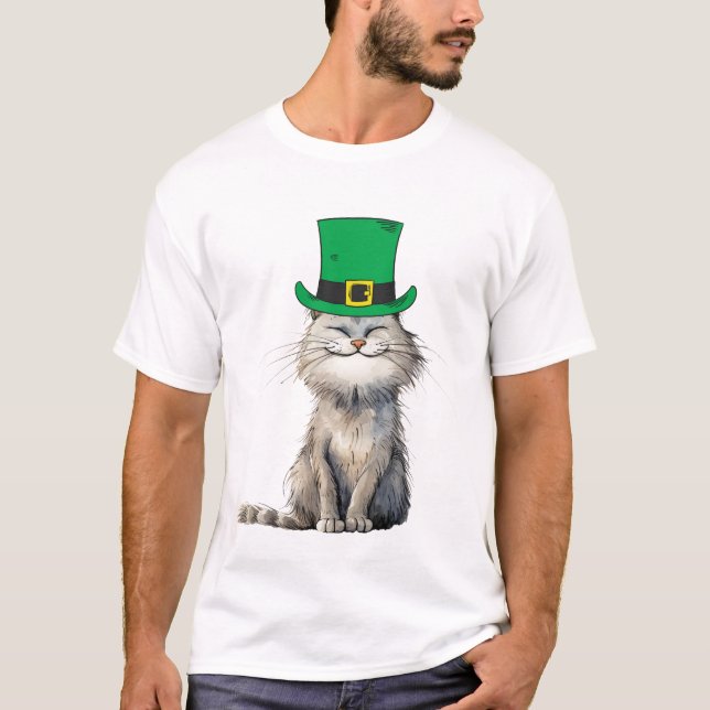A lycklig Irish Cat T Shirt (Framsida)