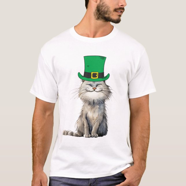 A lycklig Irish Cat T Shirt (Framsida)