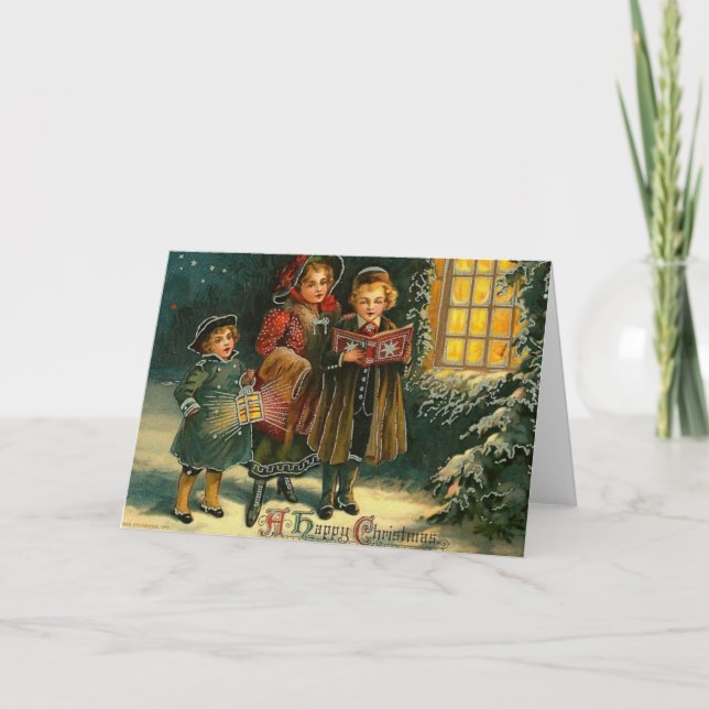 A Lycklig jul Carolers Helgkort (Framsida)