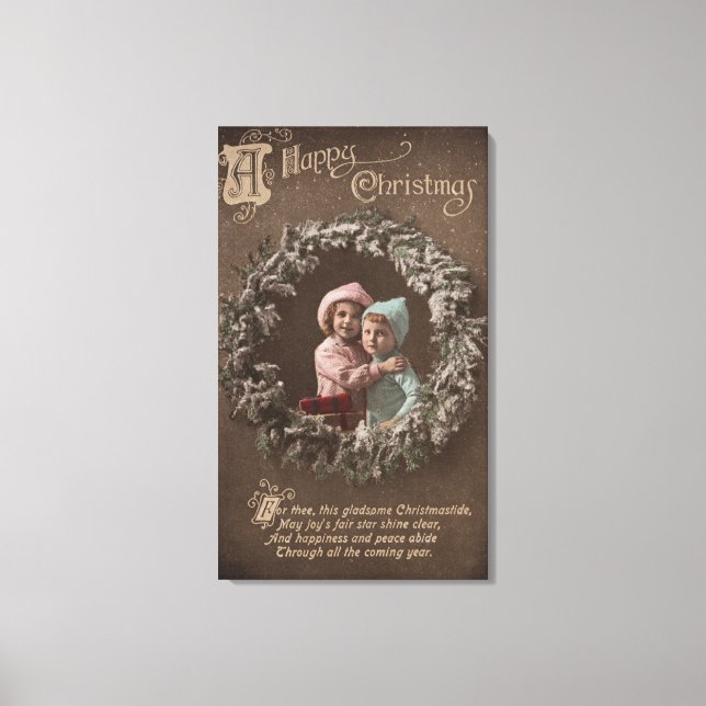 A Lycklig julLittle Kids Hugger Canvastryck (Framsida)