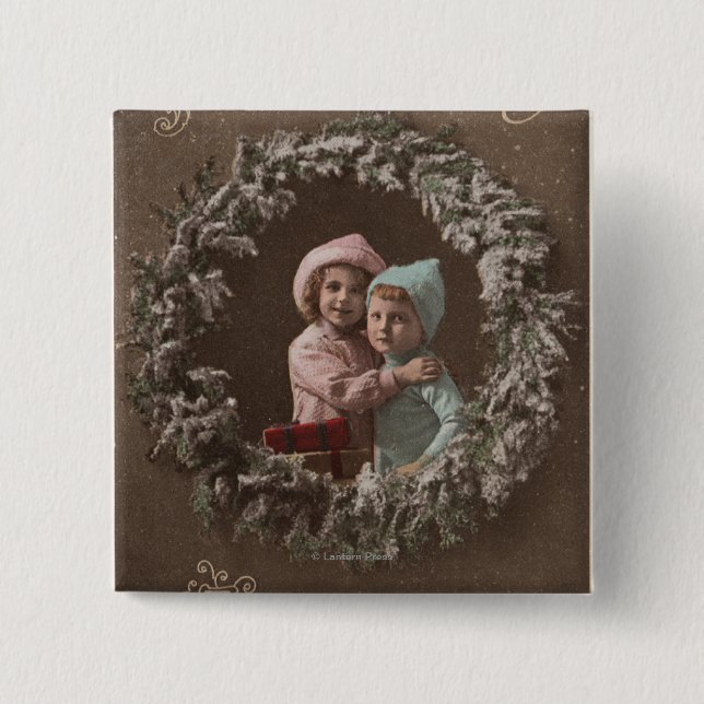 A Lycklig julLittle Kids Hugger Knapp (Framsida)