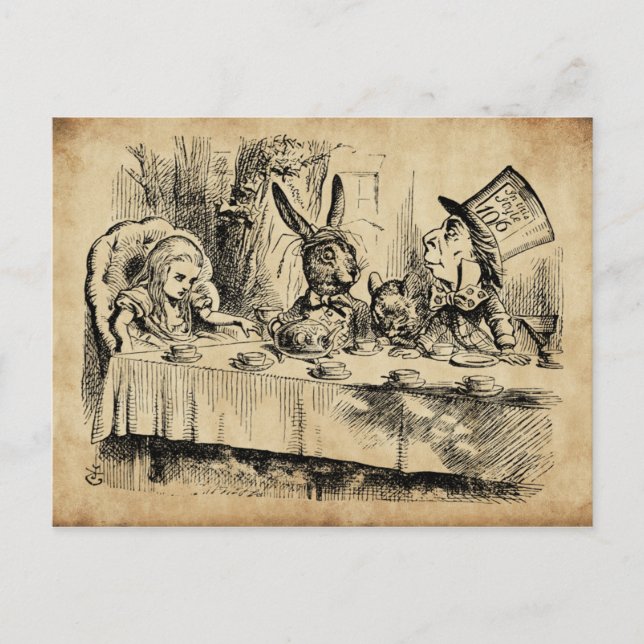 A Mad Tea-Party (1865) av John Tenniel Vykort (Framsida)