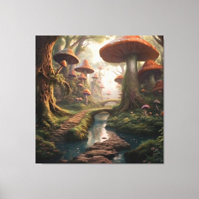 A Magic Mushroom Wonderland Forest Canvastryck (Framsida)