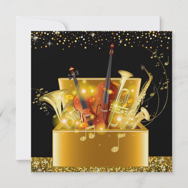 A Magic Nght Guld Music Instruments bjudan Inbjudningar (Framsida)