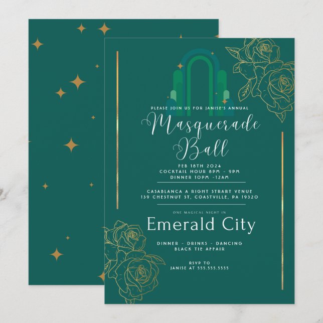 A Magic Night in Emerald City Party bjudan Inbjudningar (Fram/baksida)