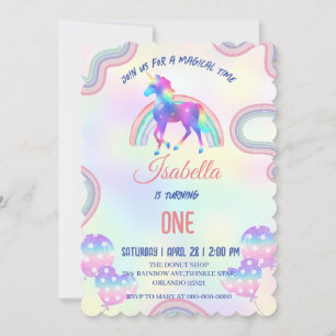A Magic Rainbow Unicorn Grattis på födelsedagen Pa Inbjudningar