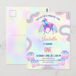 A Magic Rainbow Unicorn Grattis på födelsedagen Pa Vykort