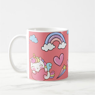 A Magic Rainbow Unicorn Mönster Födelsedagsfest Kaffemugg