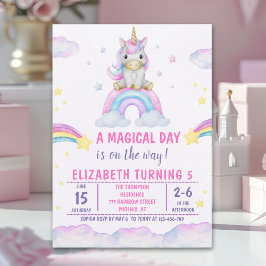 A Magical Day is on the Way Unicorn Birthday Girl Inbjudningar