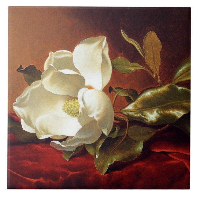 A Magnolia on Red Velvet Kakelplatta (Framsidan)
