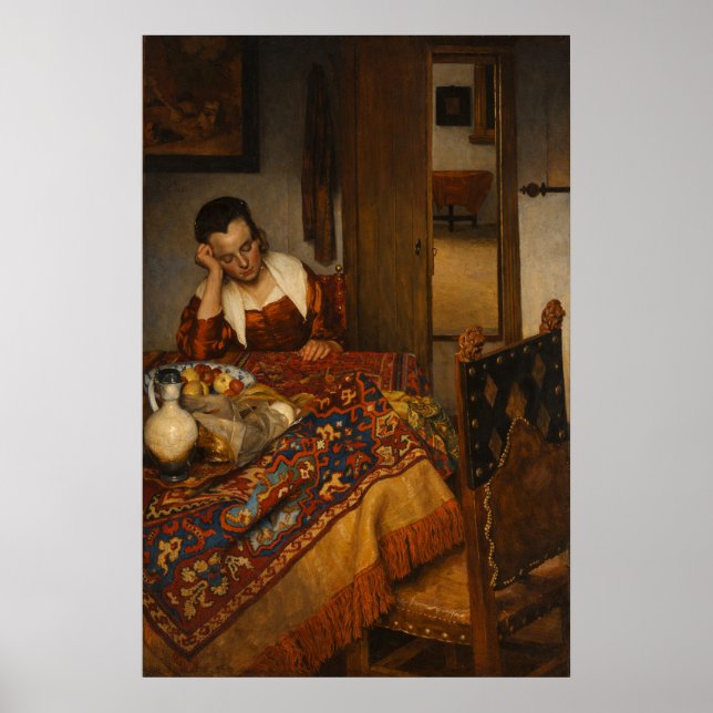 A maid asleep by Johannes Vermeer  Poster (Framsidan)