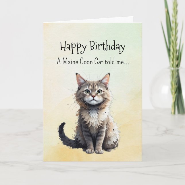 A Maine Coon Cat Personality Birthday Roligt Anima Kort (Framsida)