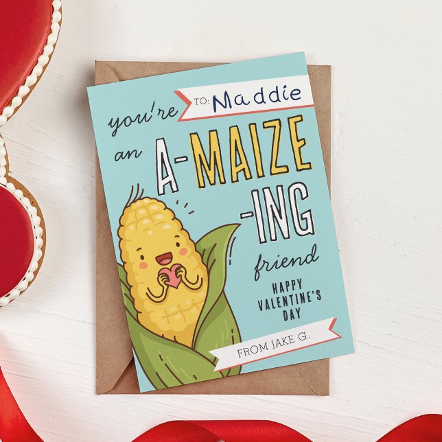 A-Maize-Ing Friend Maj Classroom-Valentines-kort Inbjudningar (Skapare uppladdad)