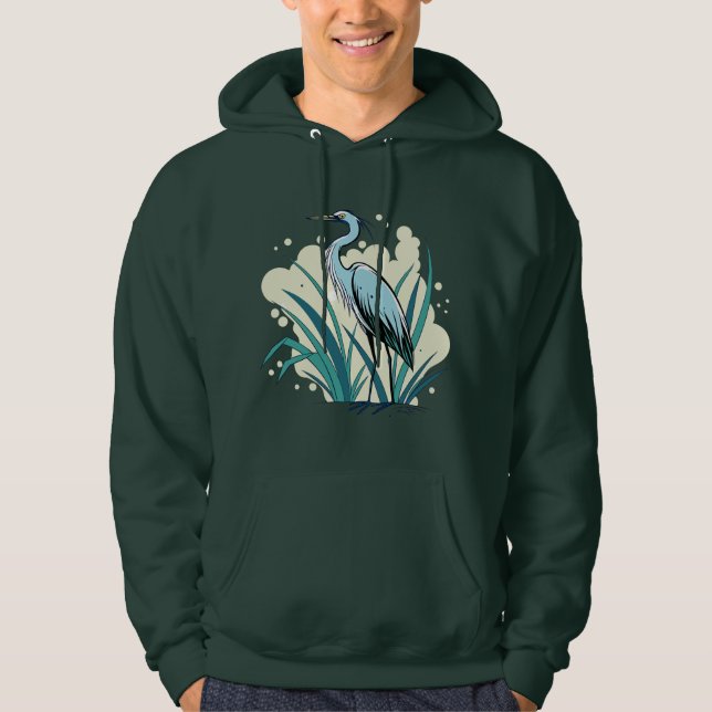 A Majestic Blue Heron Stands Tall In A Vibrant Nat Hoodie (Framsida)