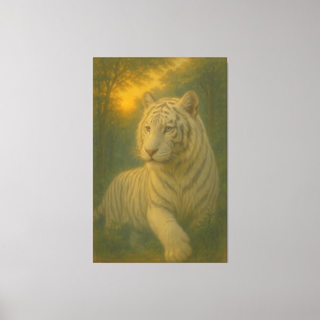 A majestic white tiger painted in premium fine-art canvastryck (Framsida)