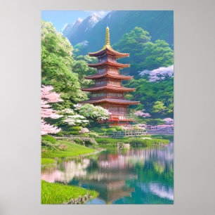 A Majestic Wooden Pagoda Poster