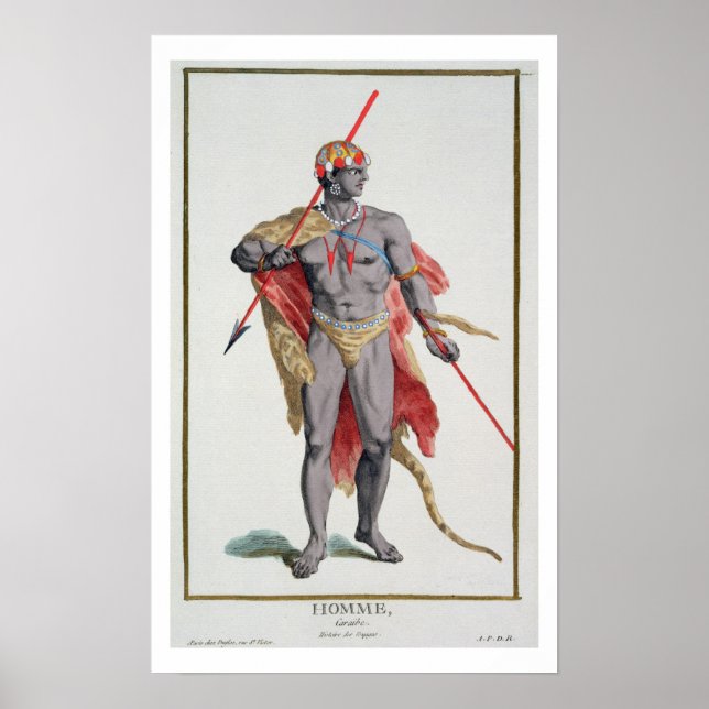 A Man från Karibien, 1780 (färgad engrave) Poster (Framsidan)
