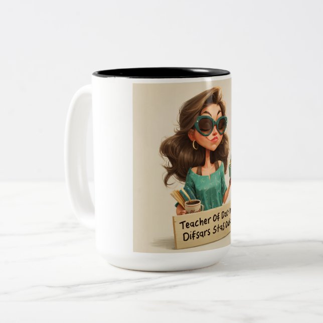  a Man with Chips and Coffee Två-Tonad Mugg (Framsida vänster)