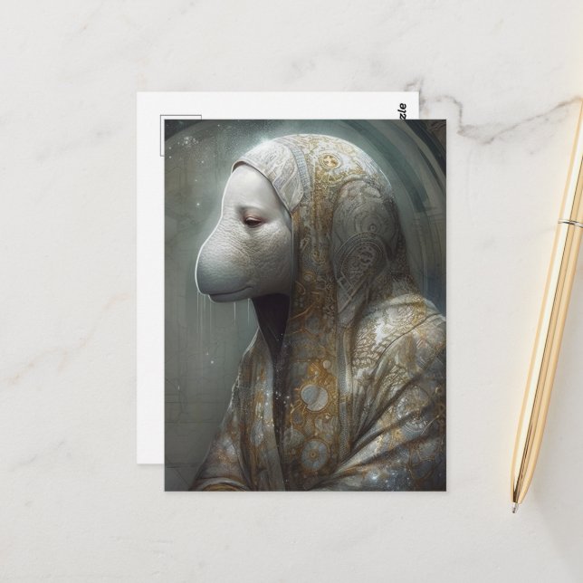 A Manatee in Robes Vykort (Fram/Back In Situ)