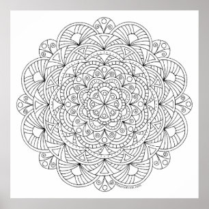 A Mandala 010617 Vuxen Coloring Doodle Färg Poster
