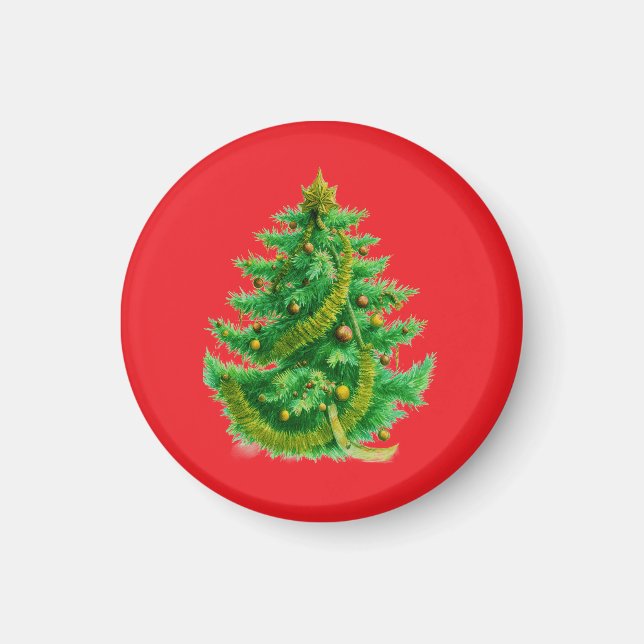 A Mandelbrot Christas Tree With Red & Green Bulbs Magnet (Framsidan)