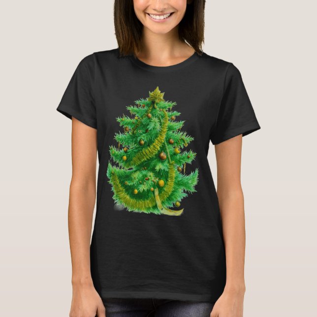 A Mandelbrot Christas Tree With Red & Green Bulbs T Shirt (Framsida)