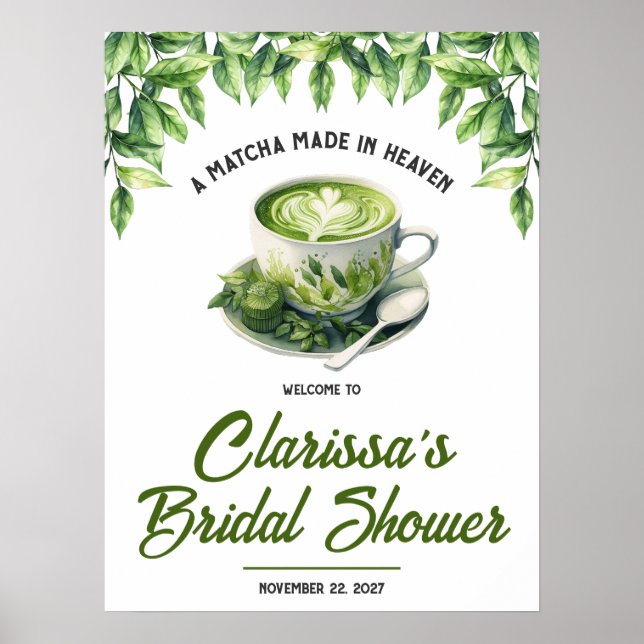 A Matcha Made in Heaven Bridal Shower Welcome Sign Poster (Framsidan)