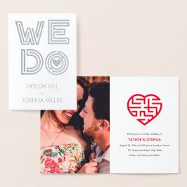 A-maze Kärlek | Vi gör Maze Heart Bröllop Folierat Kort