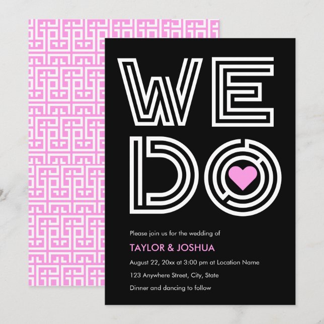 A-maze Kärlek | Vi gör Maze Heart Bröllop Inbjudningar (Fram/baksida)