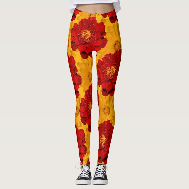 A Medley of Red and Gult Marigolds Leggings (Framsida)
