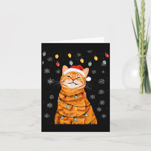 A Merry Christmas Lights Snowflake Ginger Cat Oran Kort (Framsida)