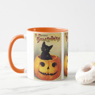 A Merry Halloween av Ellen Clapsaddle, Vintage Cat Mugg