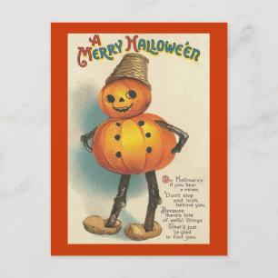 A Merry Halloween Pumpkin Figur Helg Vykort