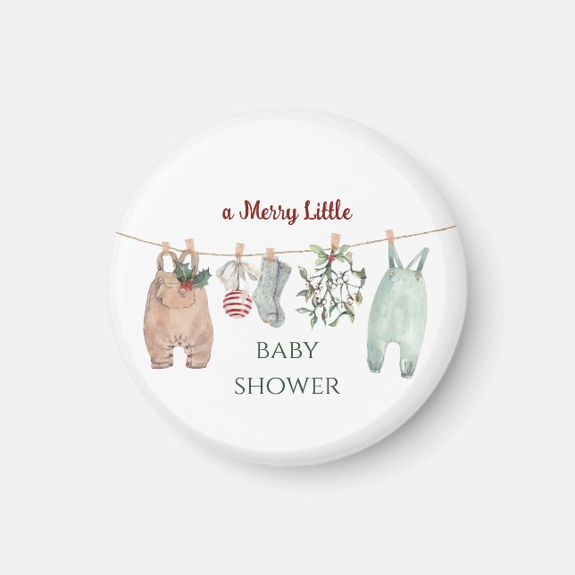 A Merry Little Baby Shower Christmas Clothes Magnet (Framsidan)