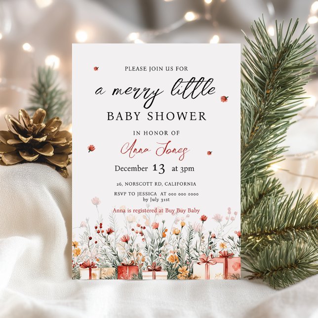 A Merry Little Baby Shower Christmas Florals Inbjudningar (Skapare uppladdad)