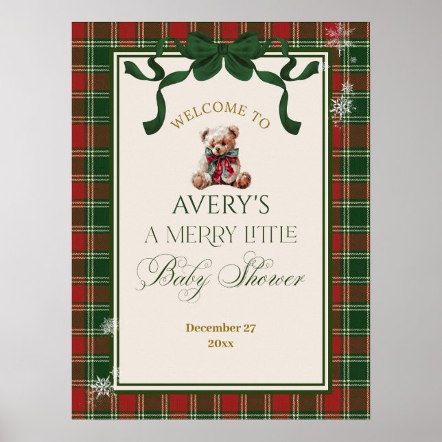 A Merry Little Baby Shower Teddy Bear Christmas Poster (Framsidan)