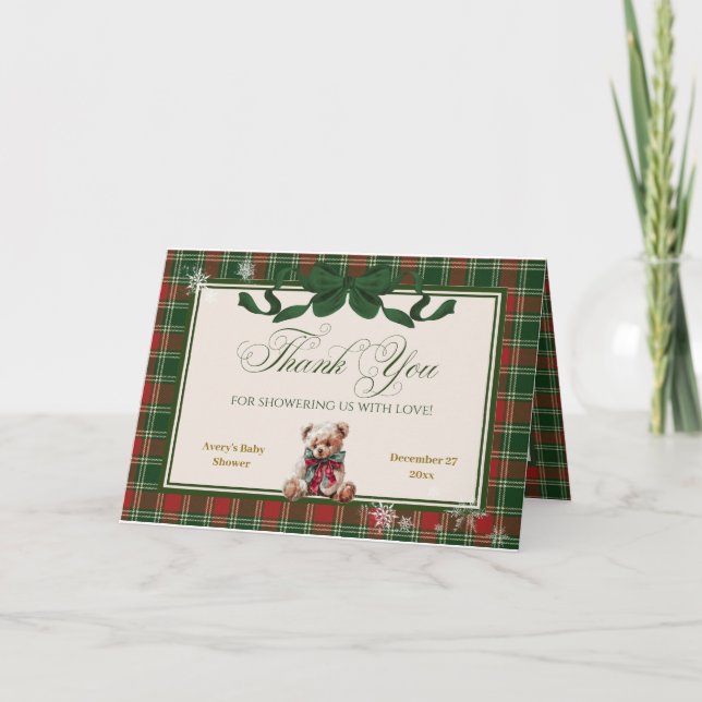 A Merry Little Baby Shower Teddy Bear Christmas Tack Kort (Framsida)