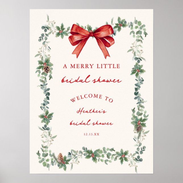 A Merry Little Christmas Bridal Shower Welcome Poster (Framsidan)