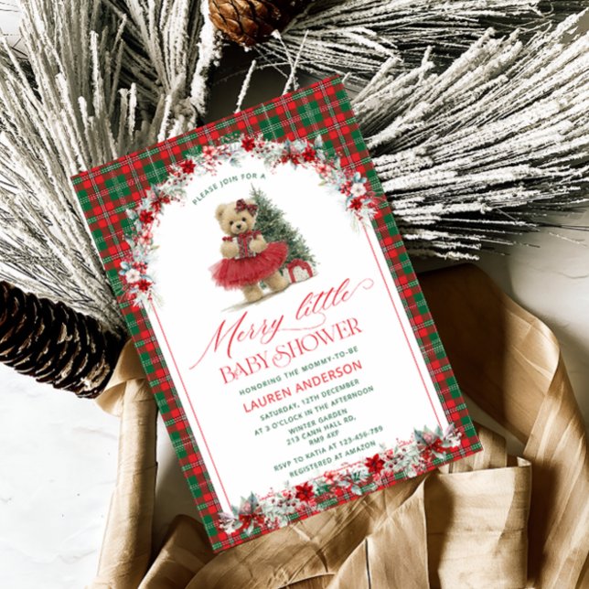 A Merry Little Christmas Tartan Baby Shower Inbjudningar (Skapare uppladdad)