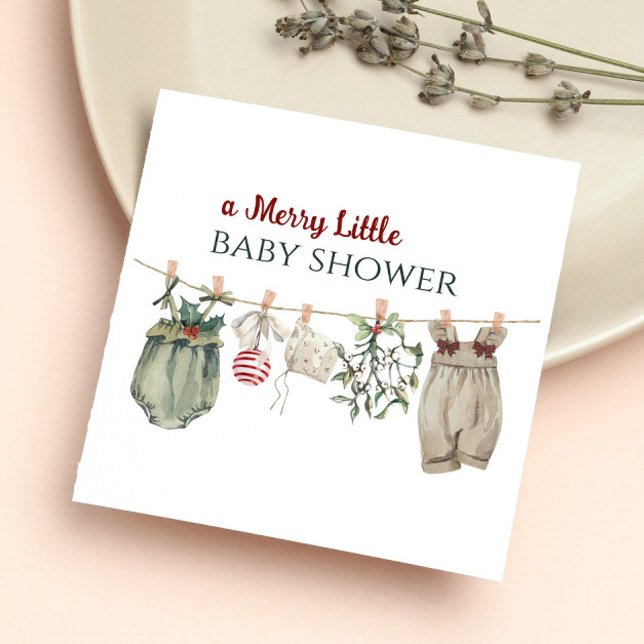 A Merry Little Girl Baby Shower Christmas Clothes Pappersservett (Skapare uppladdad)