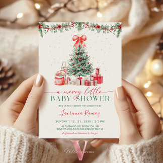 A Merry Little Holiday Christmas Tree Baby Shower Inbjudningar