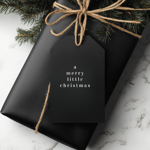 "A Merry Little jul Black and White Presentetikett